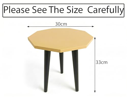 Image of UHUD CRAFTS Multipurpose Wooden Foldable Side Table /End Table /Plant Stand /Stool for Living Room & Bedroom | Kids Play Furniture Table - Ivory Gold