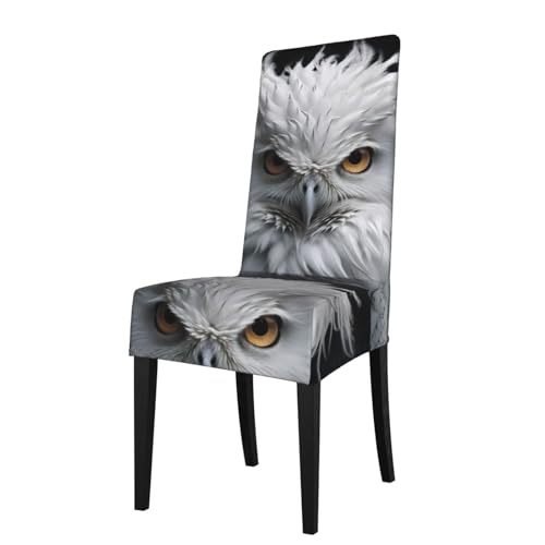 qqoupp Funda extraíble para silla de comedor con patrón de búho blanco, suave y cómoda para sillas de banquetes y ceremonias de restaurante