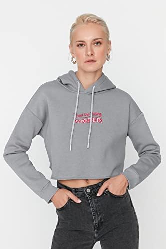 Felpa Donna Con Scollo A V E Slogan - Trendyol Collection - Foto 9