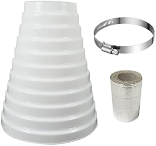 Oneyijun 100-200mm ABS Ducting Reducer Round Pipe Multi Reducer Extractor Fan Ventilation Systems Hose Connector Adapter Diameter White Tube Reducing Ring Duct with Stainless Steel Clamp and Tape