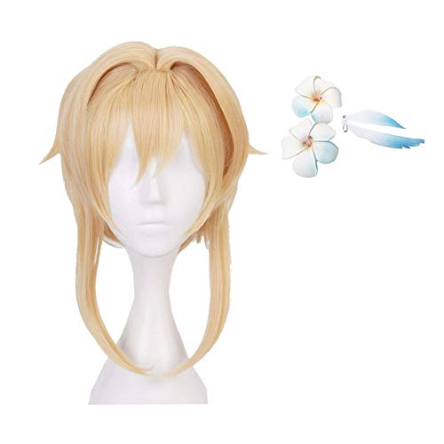 ZSTO Lumine Wig With Hairclip,Game Costume Yellow Hair Accessories for Adult