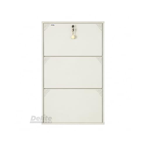 Image of DELITE KOM AIRO 24 inch 6 Shelf Double Decker Metal Shoe Rack Wall Mount for Home with Lock | Air-Vent Panels Keep Shoes Odour-Free | 18 Shoes /30 Slippers | 1Yr Warranty | 41x24x8 Ivory | DIY
