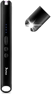 SUPRUS Candle Lighter with LED Torch Arc Windproof Flameless Lighter USB Rechargeable Lighter with LED Battery Display for Candle, Fireworks, BBQ, Kitchen, Grill (Black)