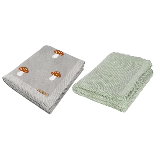 Image of Pinuotu Knitted Baby Blanket for Boys & Girls, 100% Cotton Receiving Swaddle Crib Stroller Blanket for Shower Gift Registry for Newborns, Infants, Toddlers40 x31 Inches