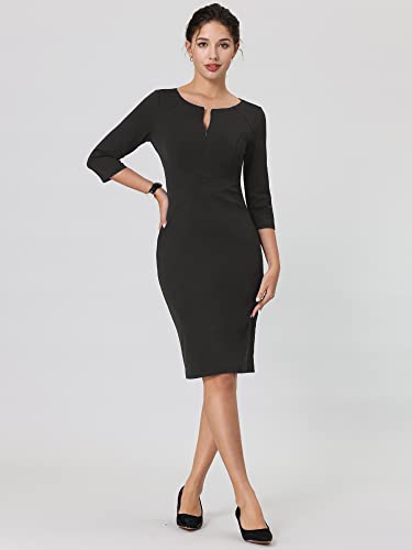 Women's Funeral Sheath Dress Knee Length Work Pencil Dresses3