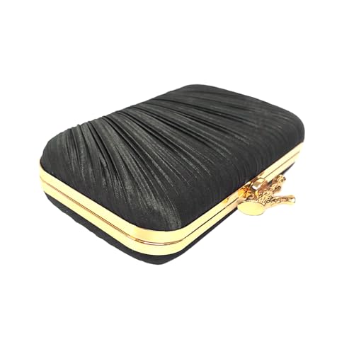 Image of Gold Clutch Purses for Women, Branch Clasp Pleated Evening Bag, Wedding Handbag for Prom, Cocktail & Formal Events