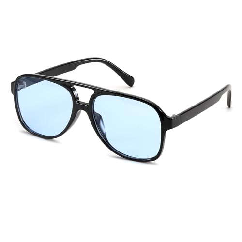 Image of FEISEDY Vintage Retro 70s Plastic Aviator Sunglasses Women Men Classic Large Squared Frame B2751