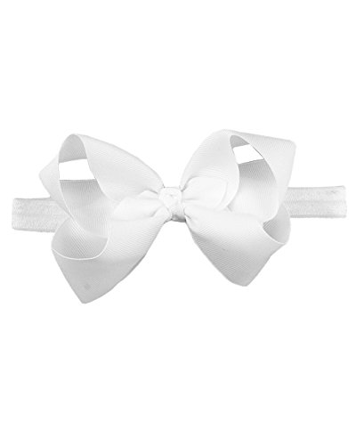 RuffleButts® Girls White Bow Headband – One Size