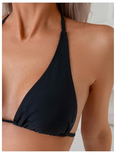 Women's 2 Piece Bikini Sets Triangle Thong Halter Bathing Suit High Cut Swimsuit Vacation Outfits3