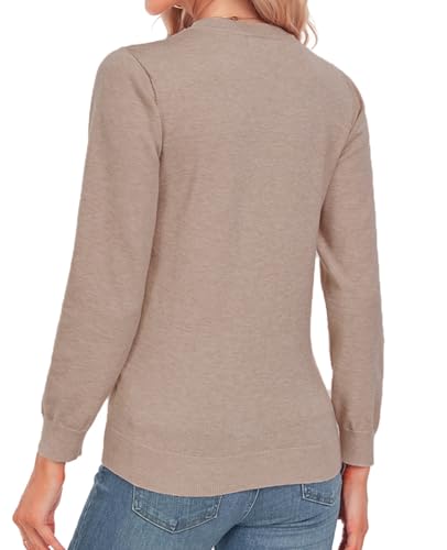 Image of MINTLIMIT Women Lightweight Sweater Crew Neck Soft Knit Casual Basic Long Sleeve Pullover Fall Sweater Blouse Top