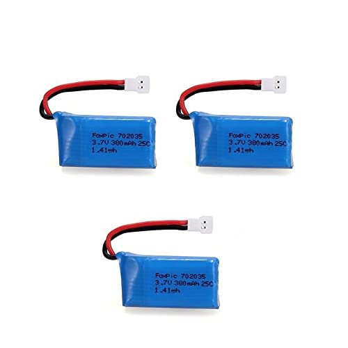 YUNIQUE GREEN CLEAN POWER   Set de 3 Baterías LiPo Recargables de 3.7V 380mAh para Drones | Compatible con HUBSAN X4 H107L/C/D, V252, JXD 385, Azul Claro/Azul