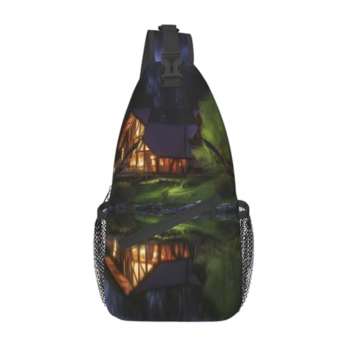 Sac à bandoulière Chalet by the lake noir léger pour homme et femme grand confort