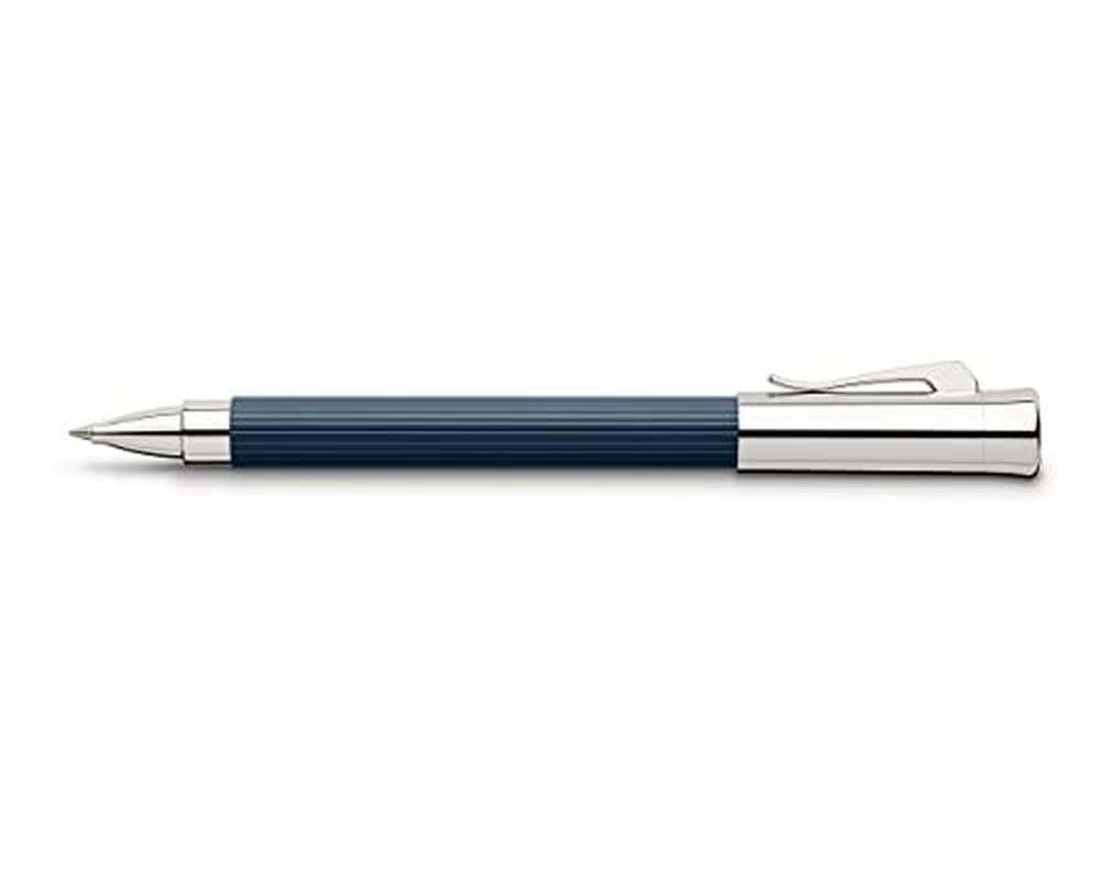 Graf von Faber-Castell 141573 Tintenroller Tamitio nachtblau | Schnell trocknende schwarze Tinte und kannelierter Metallschaft