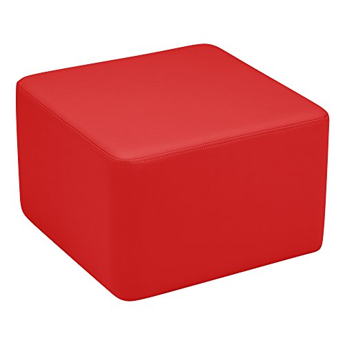 Image of Sprogs 12 inch H Structured Cube Stool -Flexible Modular Collaborative Soft Seating for Office, Home, Lounge and School Classrooms with Durable Frame -Red
