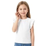 JinBei Camiseta Niña Algodón Manga Corta Verano T-Shirt, Blanco