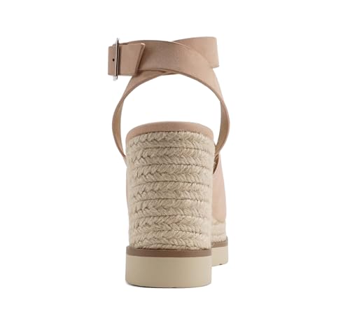 Image of Soda inchStella inch ~ Women Square Peep Toe Single Band Platform Espadrille Wedge Sandals with Adjustable Ankle Strap