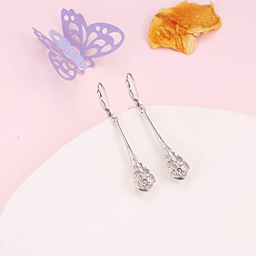 S925 Sterling Silver Vertical Drop Dangle Earrings Gift for Women Teenage4