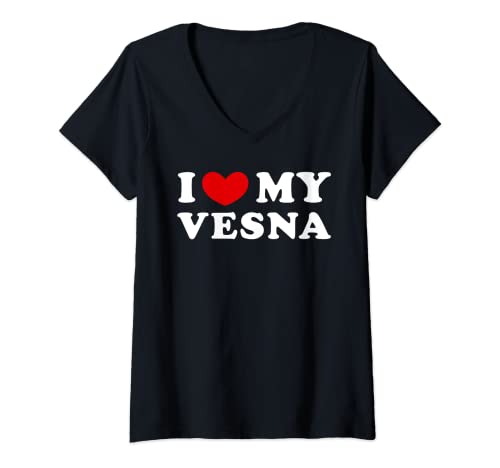 Photo de I Love My Vesna, J'aime Ma Vesna T-Shirt avec Col en V