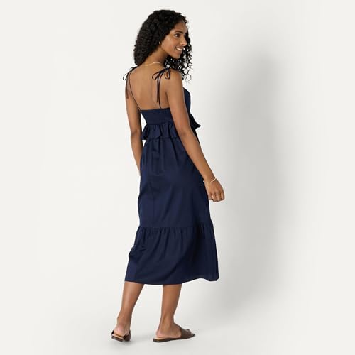 Image of Amazon Essentials Women's Fit and Flare Empire Waist Sweetheart Neck Cotton Sateen Tiered Maxi Dress
