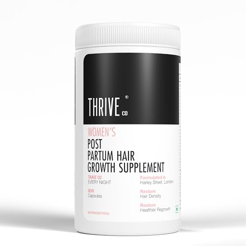 Image of ThriveCo Women's Postpartum Hair Growth Tablets Infused with Natural Extracts and Biotin, 60 Capsules | Breastfeeding-Safe | Promotes Stronger Hair and Healthier Scalp | 100% Drug free | Post pregnancy multi vitamins to reduce hair fall