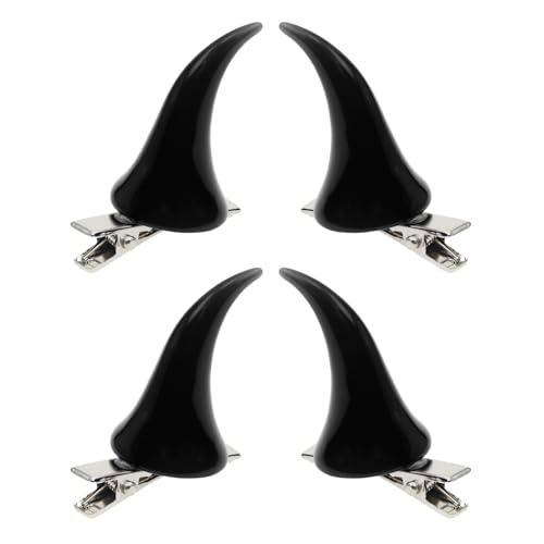 Penta Angel Halloween Evil Horn Hair Clips 4pcs Small Horror Demon Goth Ear Hairpins Hair Barrettes Accessories for Women Adults Props Party Cosplay Costume (Black)