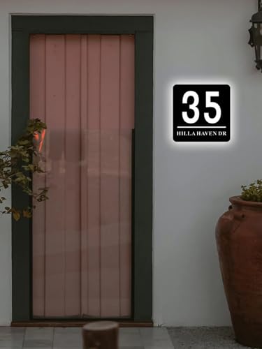 Panneau de numéro de maison rétroéclairé moderne et personnalisé - 5