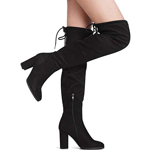 DREAM PAIRS Women's Shoo Black Over The Knee High Heel Boots Size 9.5 B(M) US