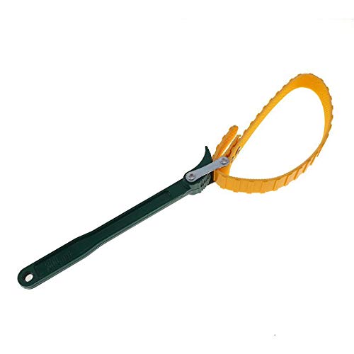 Image of Inditrust 12inch Oil Filter Wrench Belt (Yellow, 300mm Single Sided Adjustable Wrench) with GLOVES
