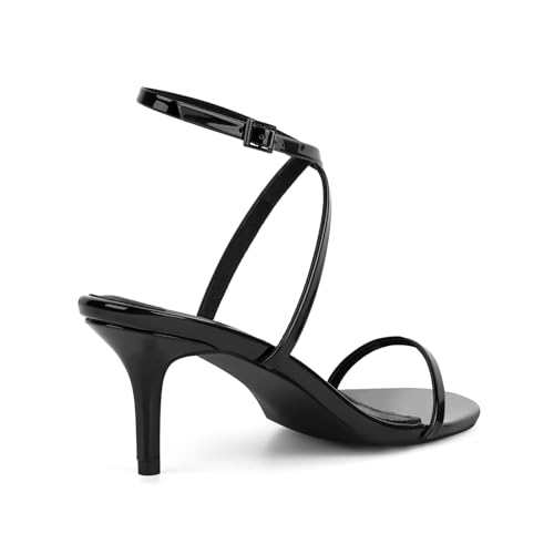 Image of Strappy High Stiletto Heels, Ankle Strap Buckle Heeled Womens Sandals, Sexy Comfort Open Round Toe Heels for Daily Party Dress