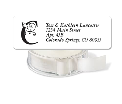 Formal Initial Rolled Personalized Return Address Mailing Labels with Dispenser, Set of 500, Small ¾ x 2½ Inch Size, Custom Self-Adhesive Sticker Roll