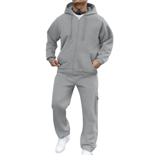 Men Sweatsuits Sets Solid Color Sweat Suits 2 Piece Set Sweatsuit Zip/Pullover Hoodie Sweatpants Set Jogging Track Suits