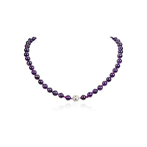 malahill Natural Stone Beaded Necklace for Women Men Gemstone Knotted Necklace Birthstone Necklace 18 inches., semiprecious gemstone Cover