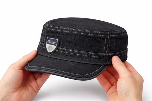 Image of Nephar Men's Denim Cap | Classic Flat Top Casual Hat | Blue | Free Size | Pack of 1