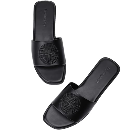 Stratuxx Kaze Womens Flat Sandals Dressy Summer Slide with Memory...