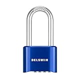 DELSWIN Heavy Duty Padlock Combination Lock - 4 Digit Combo Lock with 2.5 Inch Long Shackle, Outdoor