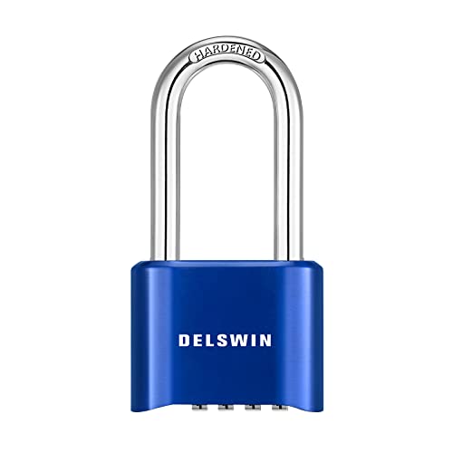 Delswin Heavy Duty Padlock Combination Lock - 4 Digit Combo Lock With 2.5 Inch Long Shackle, Outdoor Waterproof Padlock For Gate, Fence, Shed, School & Gym Locker (Blue,1Pcs) #TOP16