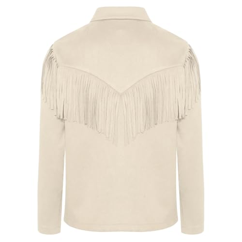 renvena Cowboy Cowgirl Fringe Shirt for Kids Western Long Sleeve Tassel Shirt Retro Casual Blouse Top2