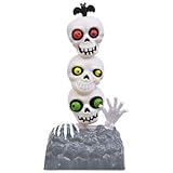Solar Powered Moving Dancing Halloween Skeleton (Bug Eyed) Totem Pole SKULLS