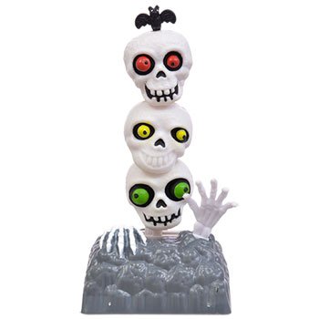 Solar Powered Moving Dancing Halloween Skeleton (Bug Eyed) Totem Pole SKULLS