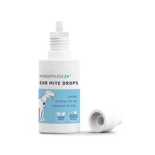 Hundepflege24 ear drops for dogs & cats against ear mites, inflammation, ear mange, itching & discharge - 100% natural, effective immediate relief - dog ear drops for infection 50ml