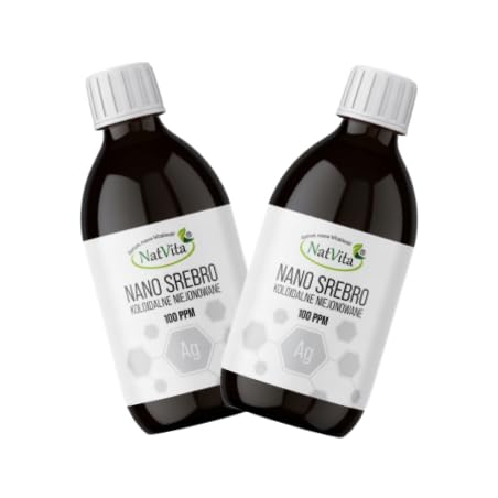 Argent colloïdal NatVita 100 ppm 500 ml : lot de 2 flacons de nanoparticules de 20-40 nm