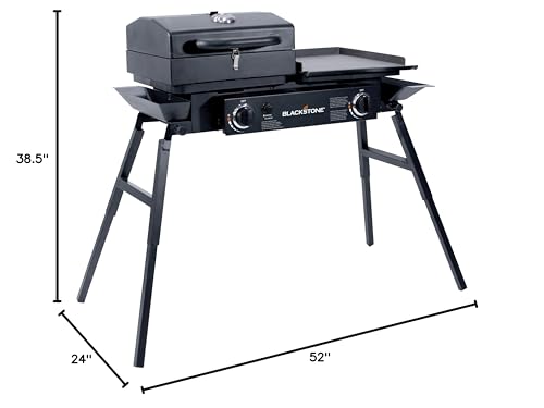 Blackstone Tailgater Stainless Steel 2 Burner Portable Gas Grill and Griddle Combo Total 35,000 BTUs for Indoor or Backyard, Outdoor, Patio, Picnic, Garden Cooking
