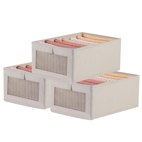 ACESOME Cubo de almacenamiento plegable, organizador de tela, organizador de armario, malla lateral transpirable, 41 x 28 x 17 cm, para pantalones, camisetas, suéteres, leggings (3)