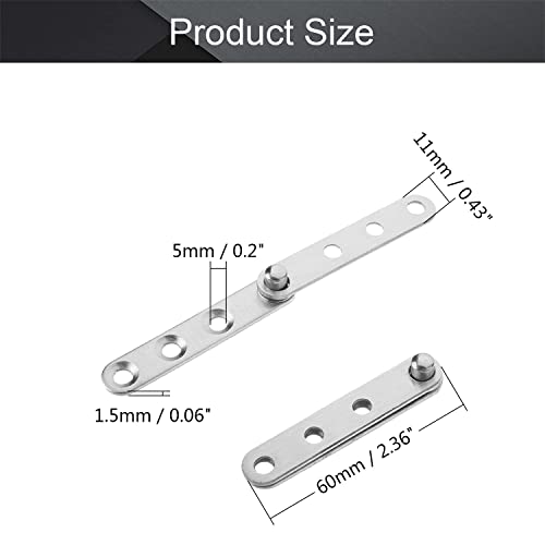 Mromax Door Pivot Hinge, 360 Degree Rotation Hidden Door Pivot Hinges, 60 X 11Mm Silver Stainless Steel Hinge For Wooden Door And Cabinet Door, 2Pcs #TOP1