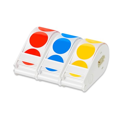 Image of for (lucky sticker) Transparent dot Sticker Dispenser. 900 1-inch Colored dot Stickers in red, Blue, and Yellow. Round Color-Coding Labels,Suitable for Offices and Student classrooms