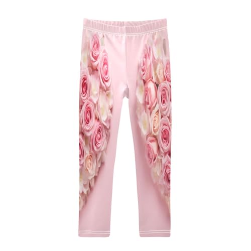 Toddler Girls Leggings Printed Yoga Pants Leggings White Pink Love Heart for Kids