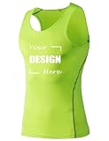 TOPTIE Camiseta de compresión personalizada para hombre, camiseta sin mangas para entrenamiento, capa base, verde lima, XL
