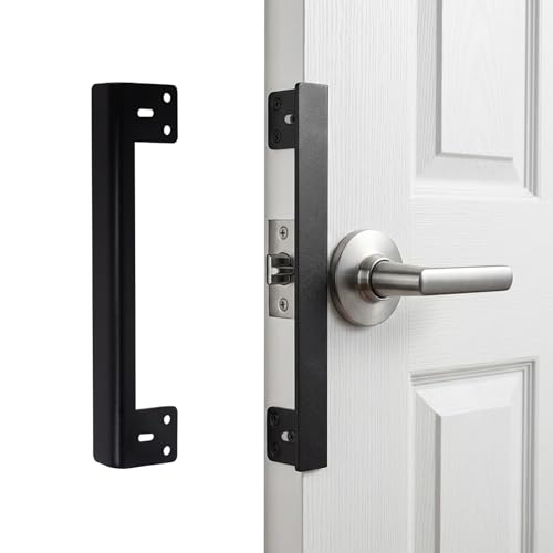 Nexyetnov Door Latch Guard Plate for Home Apartment Office Bedroom Outswing Door Security(7-Inch Black)