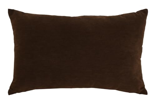 Coussin en polyester 50x30 brodé marron pour coin lecture cosy