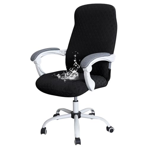 Funda elástica impermeable para silla de oficina, diseño redondo, lavable, tamaño madre, para sillas de escritorio giratorias, color negro y